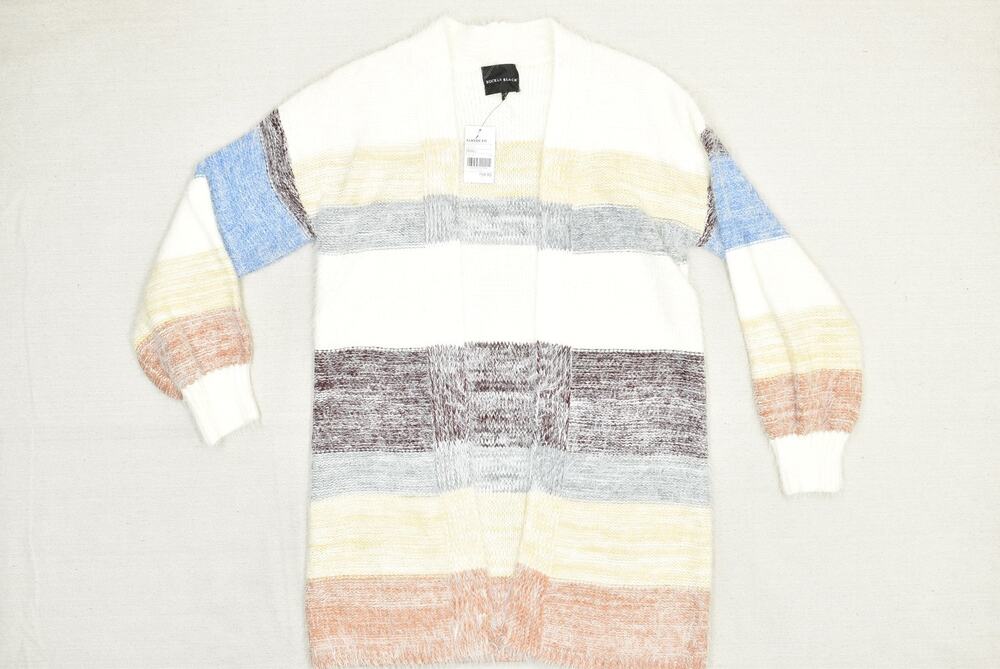 Buckle Sweater Womens Small Striped Open Front Cardigan Soft Cozy Knit Pullover